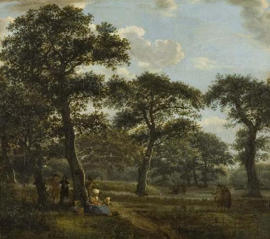 Jan van der Heyden Figures Resting and Promenading in an Oak Forest oil painting image